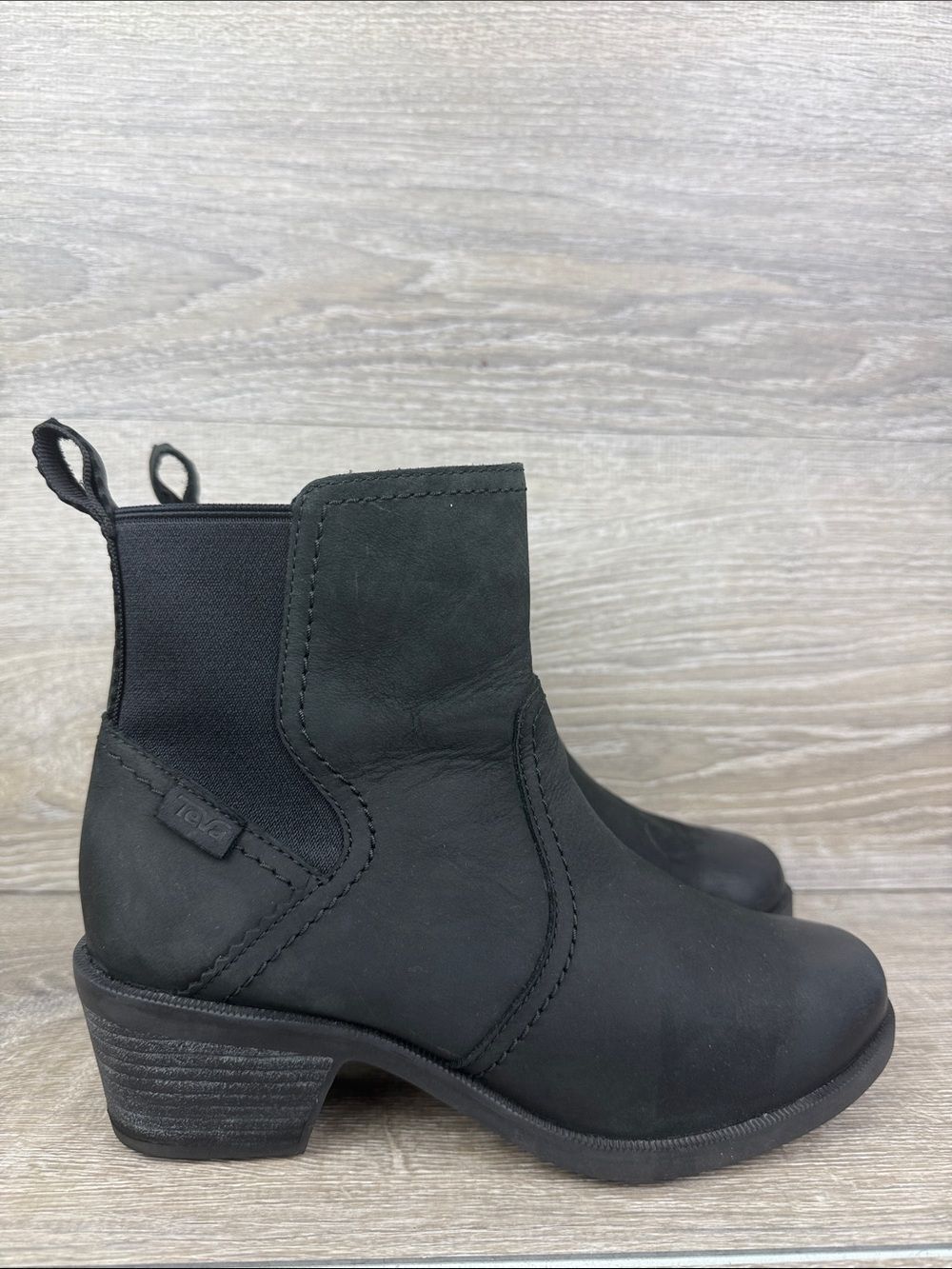 Teva Anaya Women’s Sz 7 Waterproof Black Nubuck Pull On Chelsea Ankle Boots